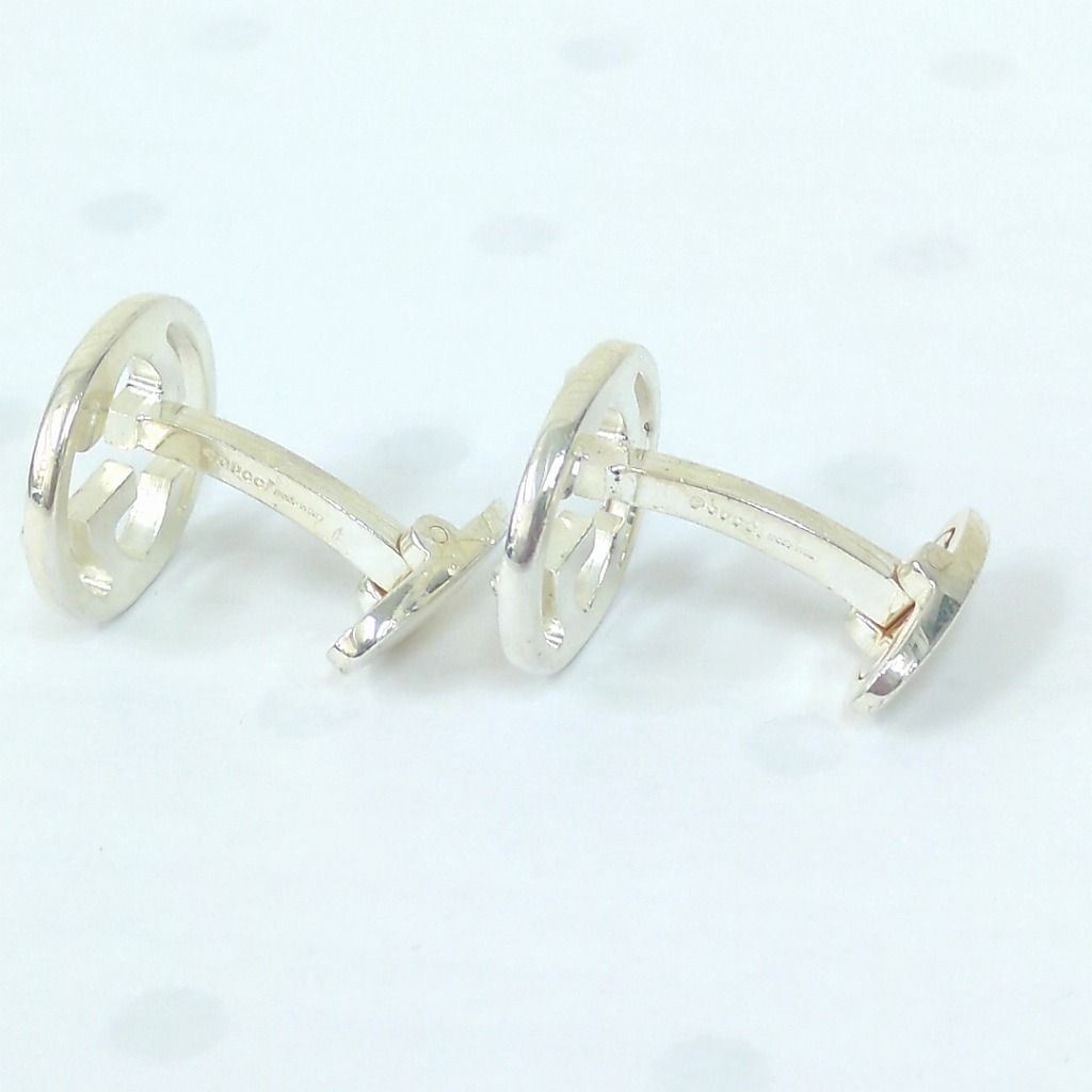 2478-2 美品✨GUCCI カフス　インターロッキング　シルバー925 GUCCI グッチ インターロッキング カフス カフリンクス シルバー925