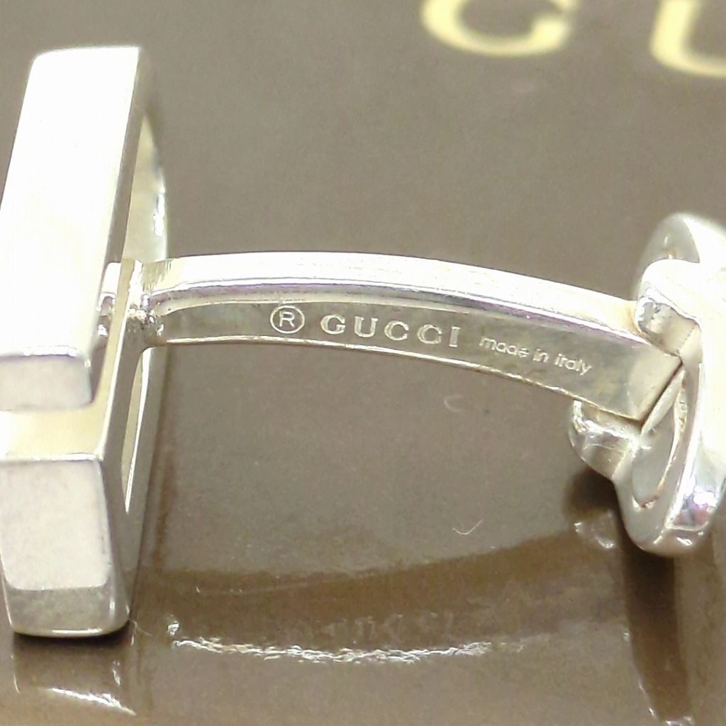 グッチ カフス シルバー カフリンクス Gモチーフ ロゴ SV925