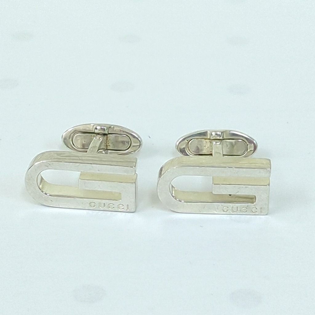 グッチ カフス シルバー カフリンクス Gモチーフ ロゴ SV925