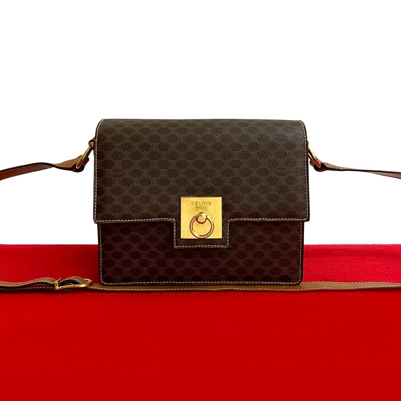 極美品 CELINE セリーヌ トリオンフ マカダム柄 ショルダーバッグ 斜め