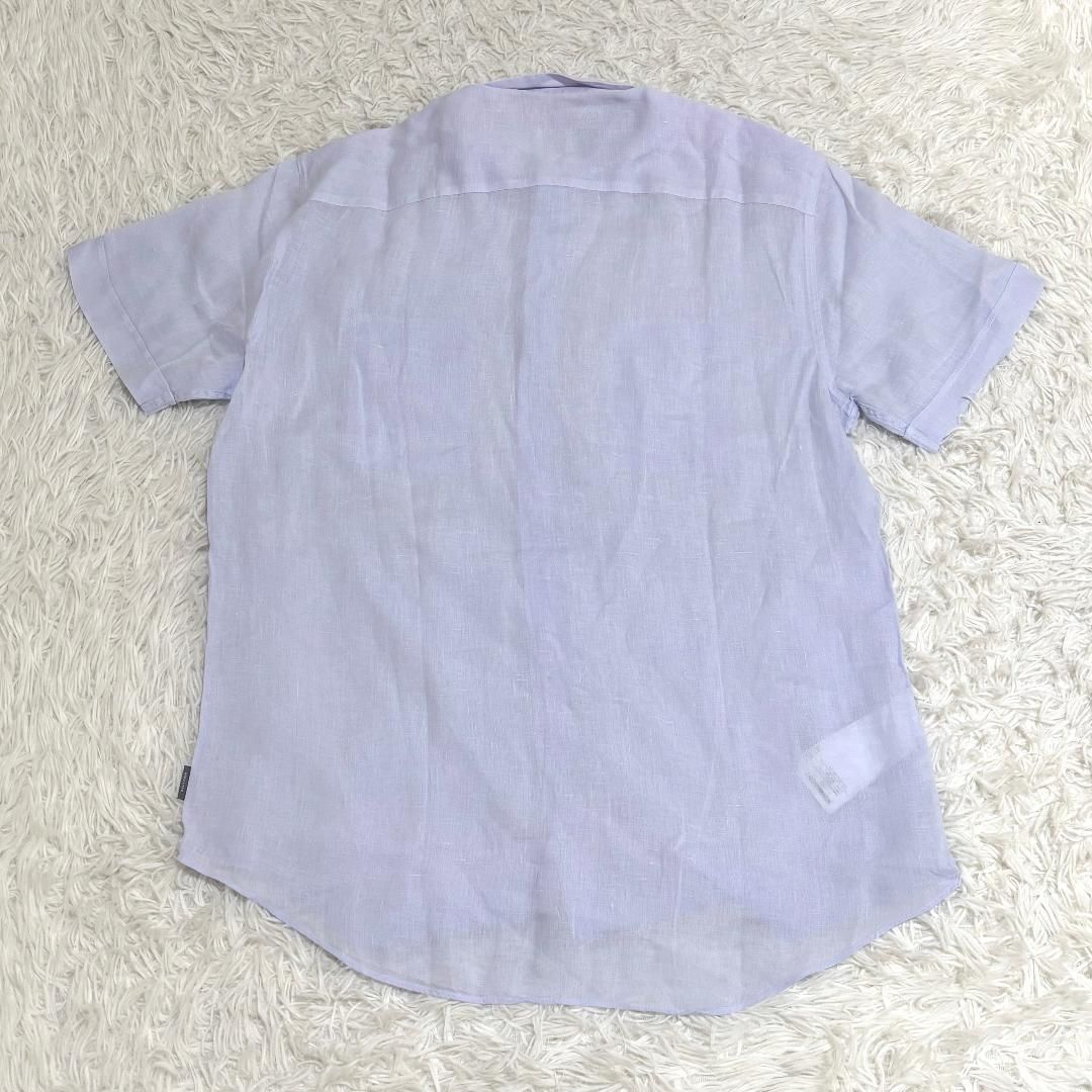 美品ARMANI COLLEZIONI 麻100％半袖ビジネスシャツ パープル - メルカリ