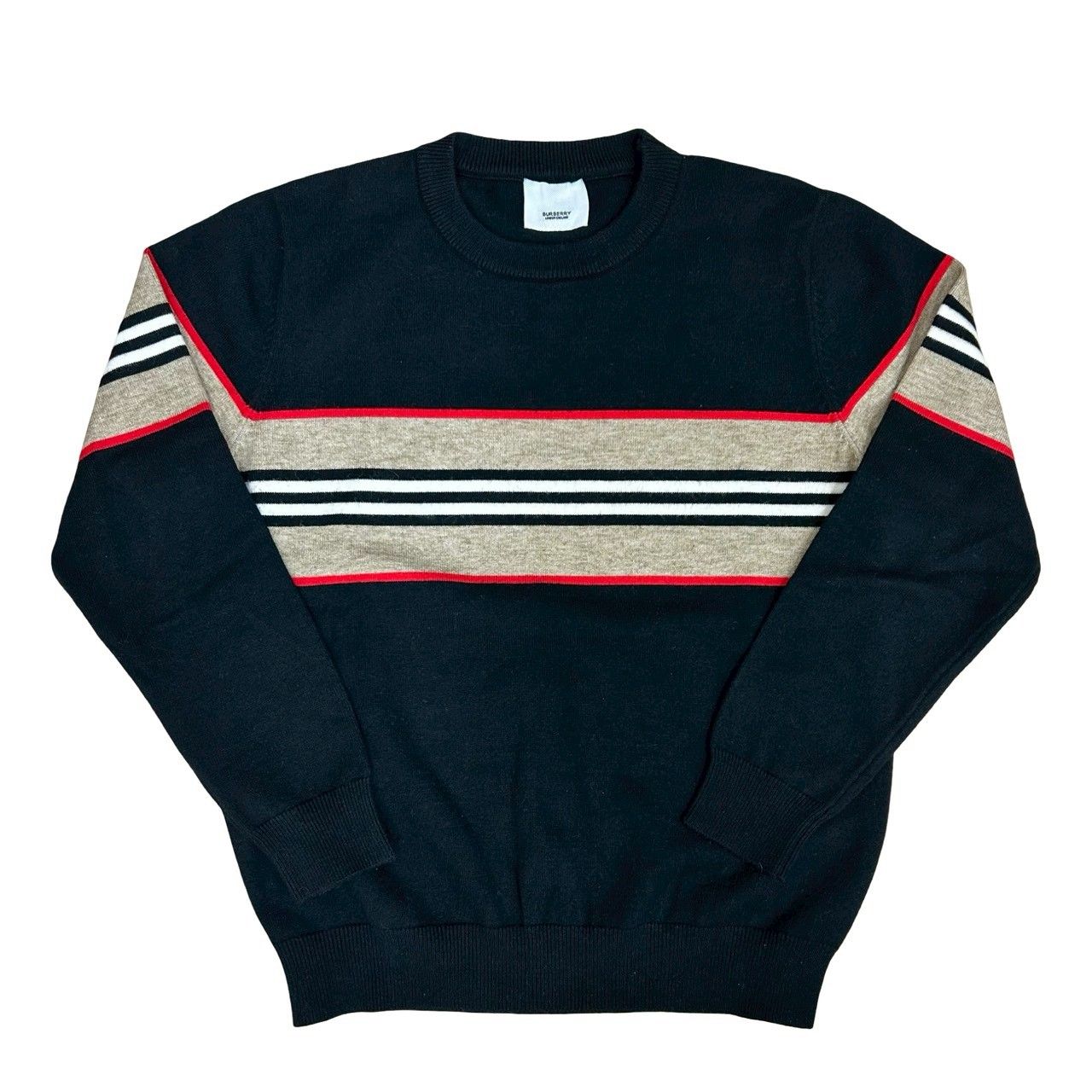極 美品 BURBERRY バーバリー ストライプ コットン セーター ニット 