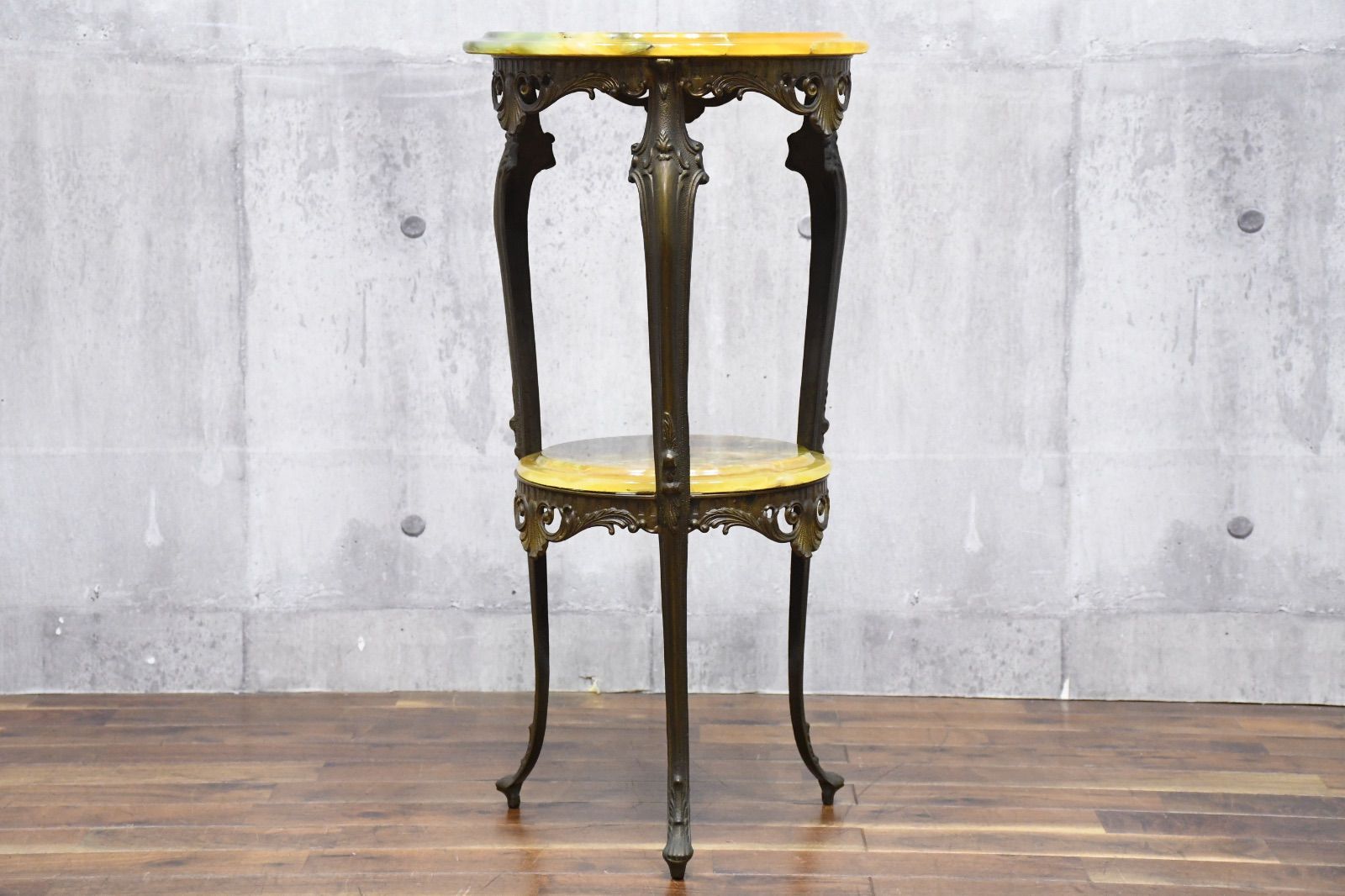 FAC26 イタリア製 猫脚 真鍮×オニキス サイドテーブル 2段 飾り台 花台