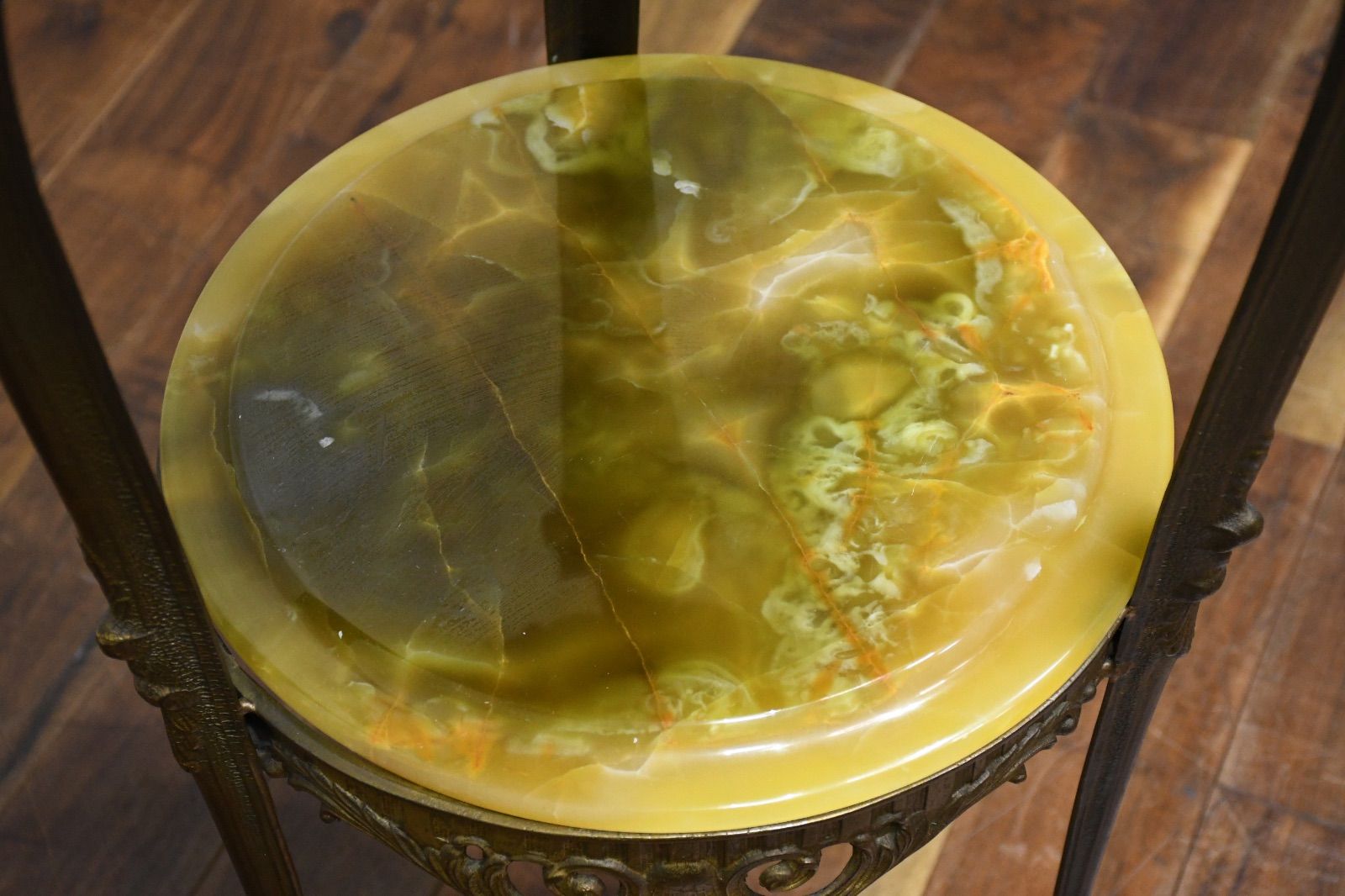 FAC26 イタリア製 猫脚 真鍮×オニキス サイドテーブル 2段 飾り台 花台