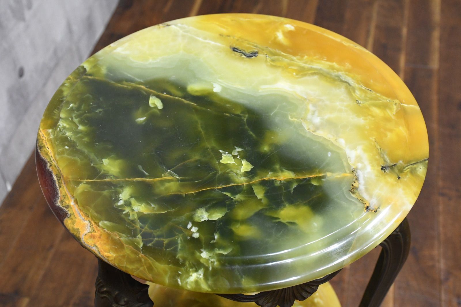 イタリア製 大理石 真鍮 花台 飾り台 猫足 FAC26 イタリア製 猫脚 真鍮