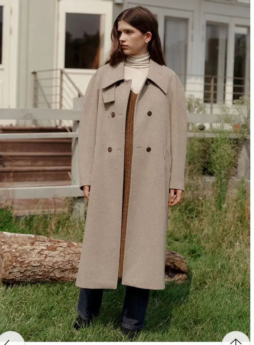 A.T.CORNER ウール カシミア ダブル コート ショルダー パフ