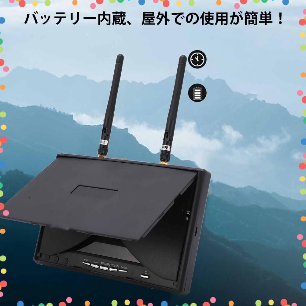  商品 HD 米国規制220 v 7インチ 5 8 G バッテリー内蔵 ドローンアクセサリー FPVレース適用 レシーバー FPVレシーバーモニター ヘッドレストモニター FPV空撮用モニター Qiilu その他 文房具 事務用品