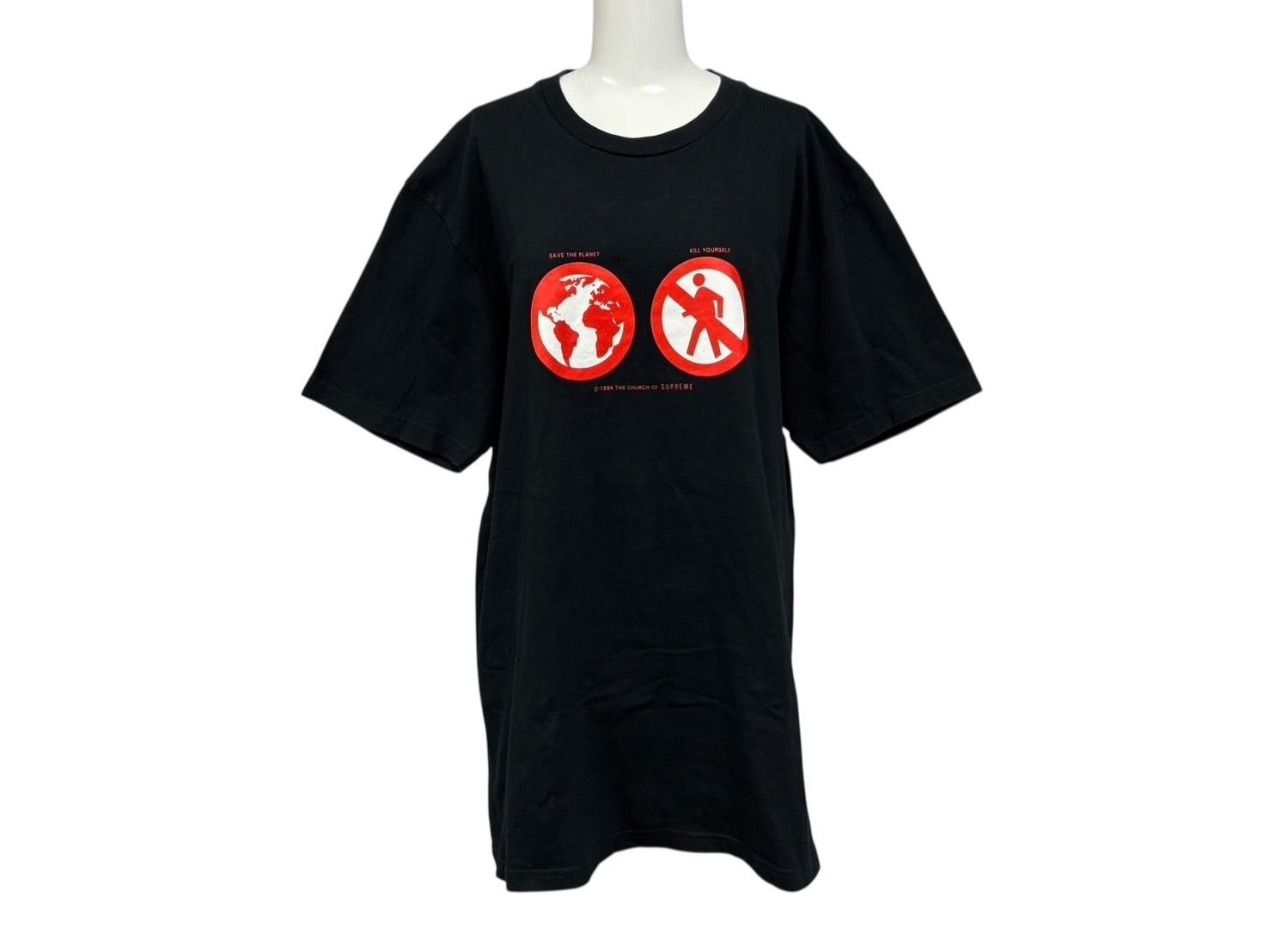 SUPREME シュプリーム 半袖Tシャツ 19 FW Save The Planet Tee ブラック レッド ホワイト コットン サイズL 4 b 010633