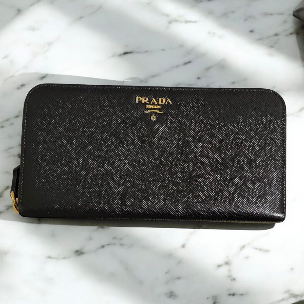 s 66 PRADA プラダ ネロ サフィアーノ ブラック 長 財布 ジップ アラウンド ウォレット ロング ラウンド ファスナー 小銭入れ コインケース 付き