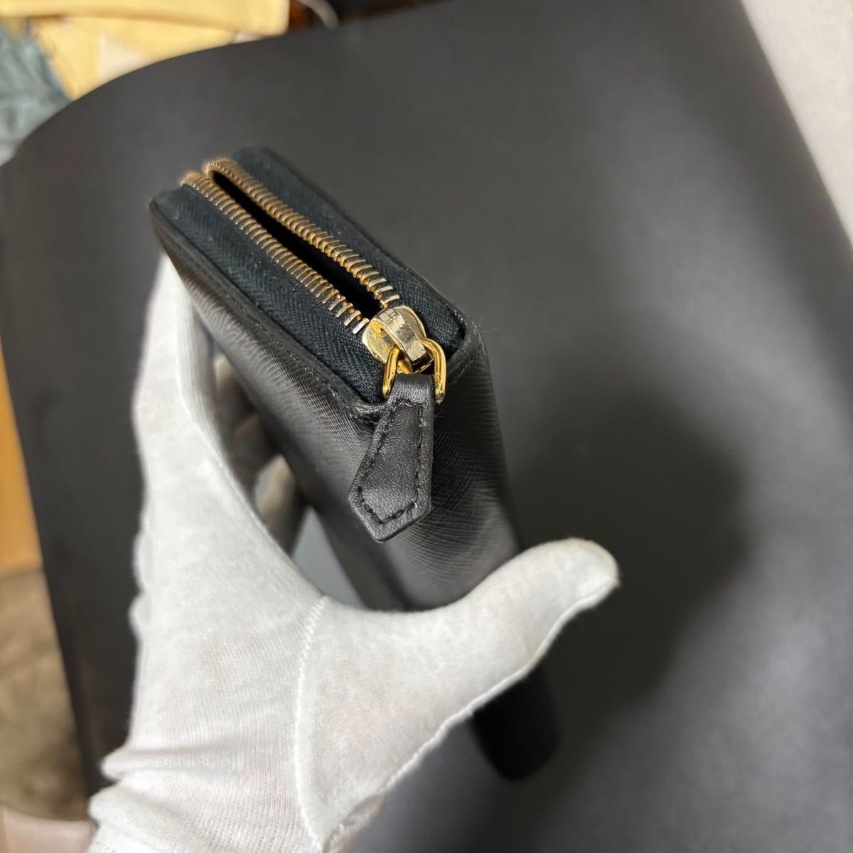 s66 PRADA プラダ ネロ サフィアーノ ブラック 長 財布 ジップ