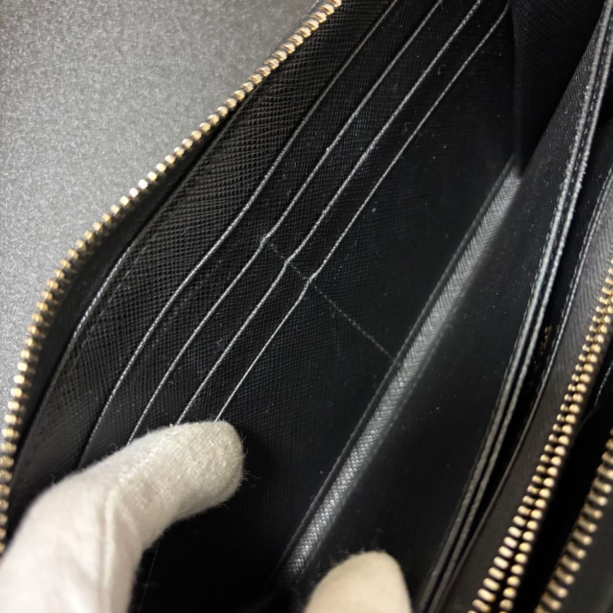 s66 PRADA プラダ ネロ サフィアーノ ブラック 長 財布 ジップ