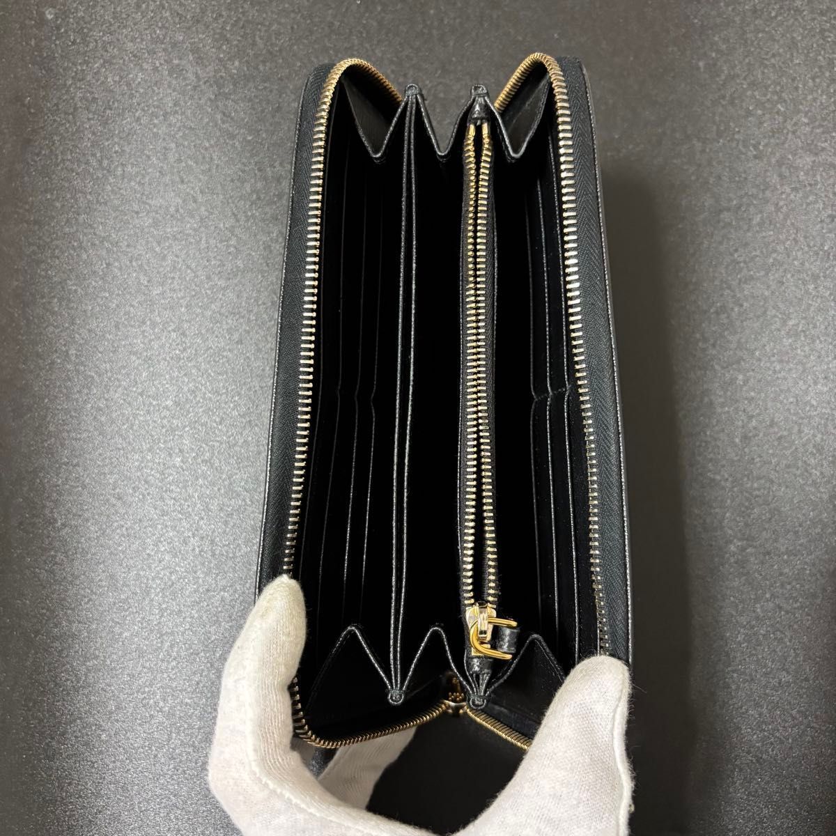 s66 PRADA プラダ ネロ サフィアーノ ブラック 長 財布 ジップ