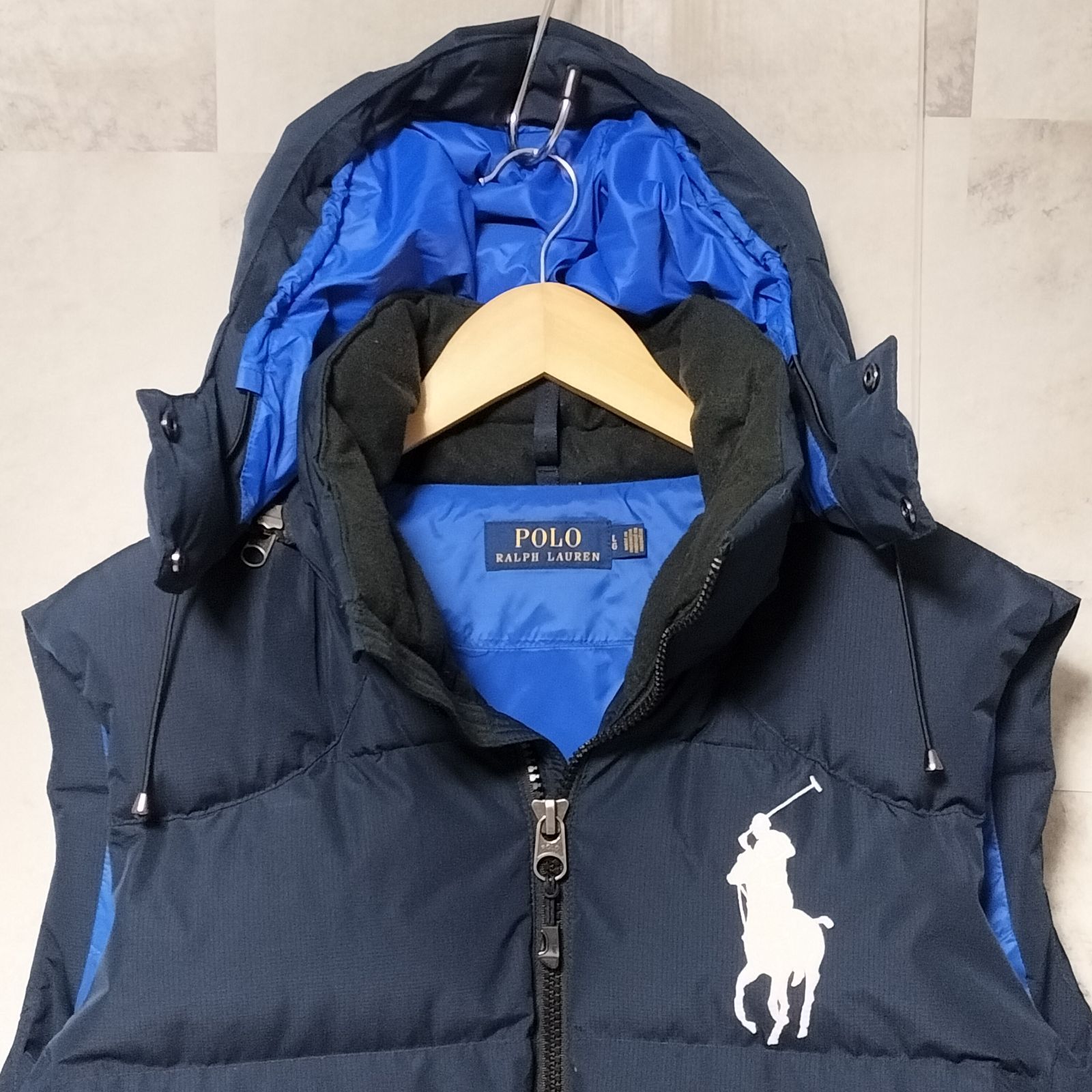 美品】POLO RALPH LAUREN 2way ビックポニー ダウンベスト Lサイズ