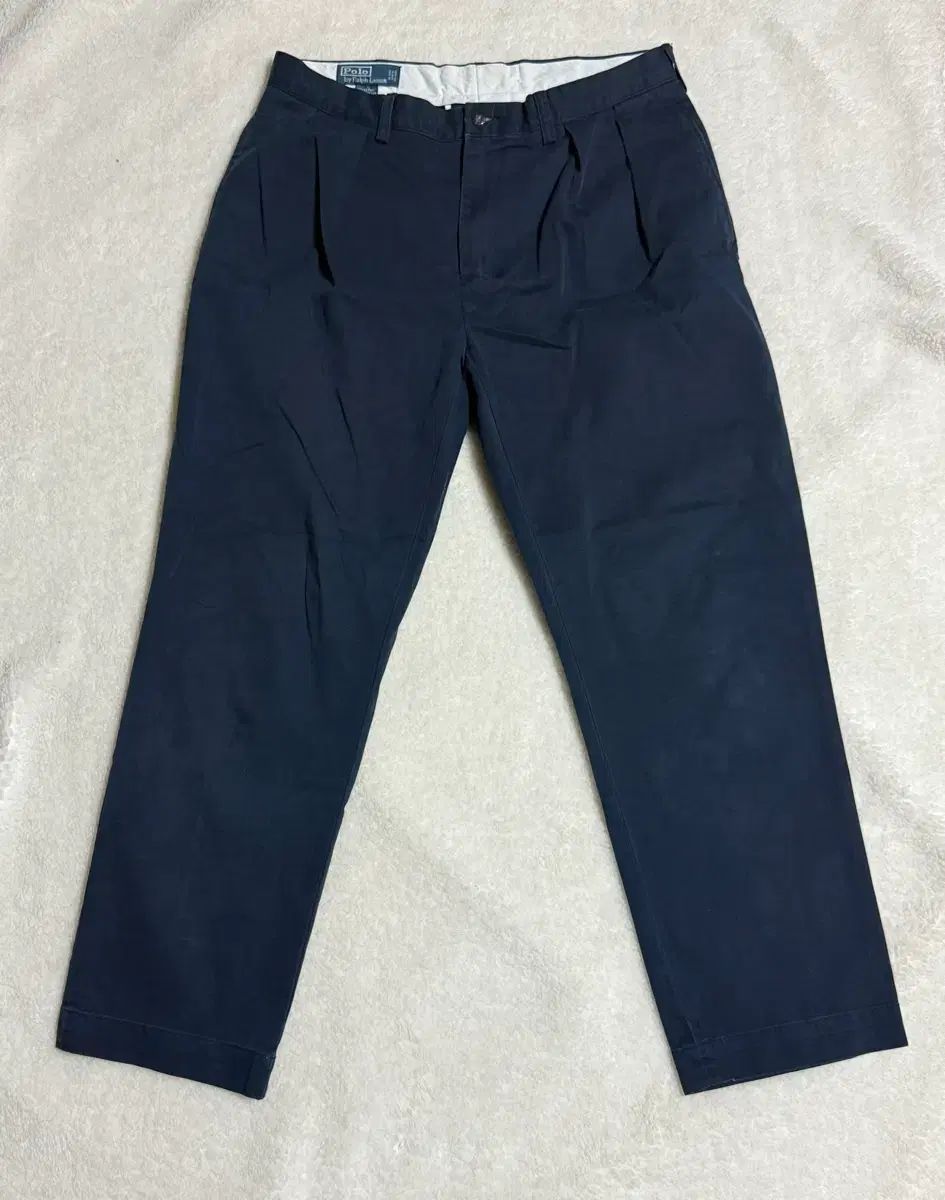 ポロラルフローレン ETHAN ダブル プリーツ チノ パンツ ネイビー
