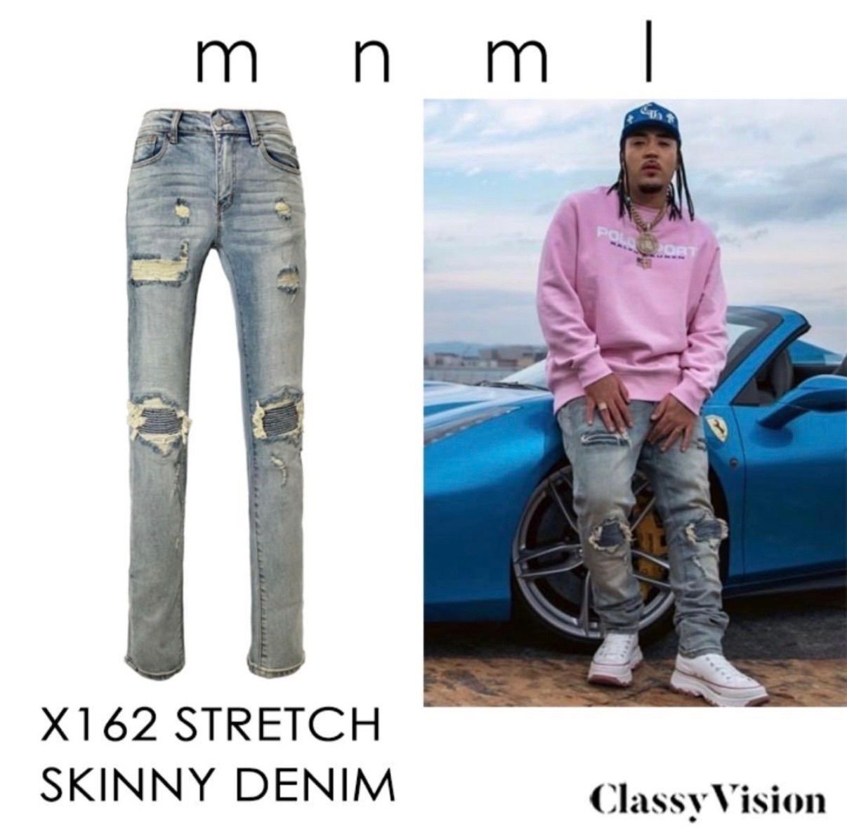 mnml ミニマル　x162 スキニーパンツ32 eyden着用 eyden着用】【MC TYSON着用】mnml X162 ストレッチスキニーデニム