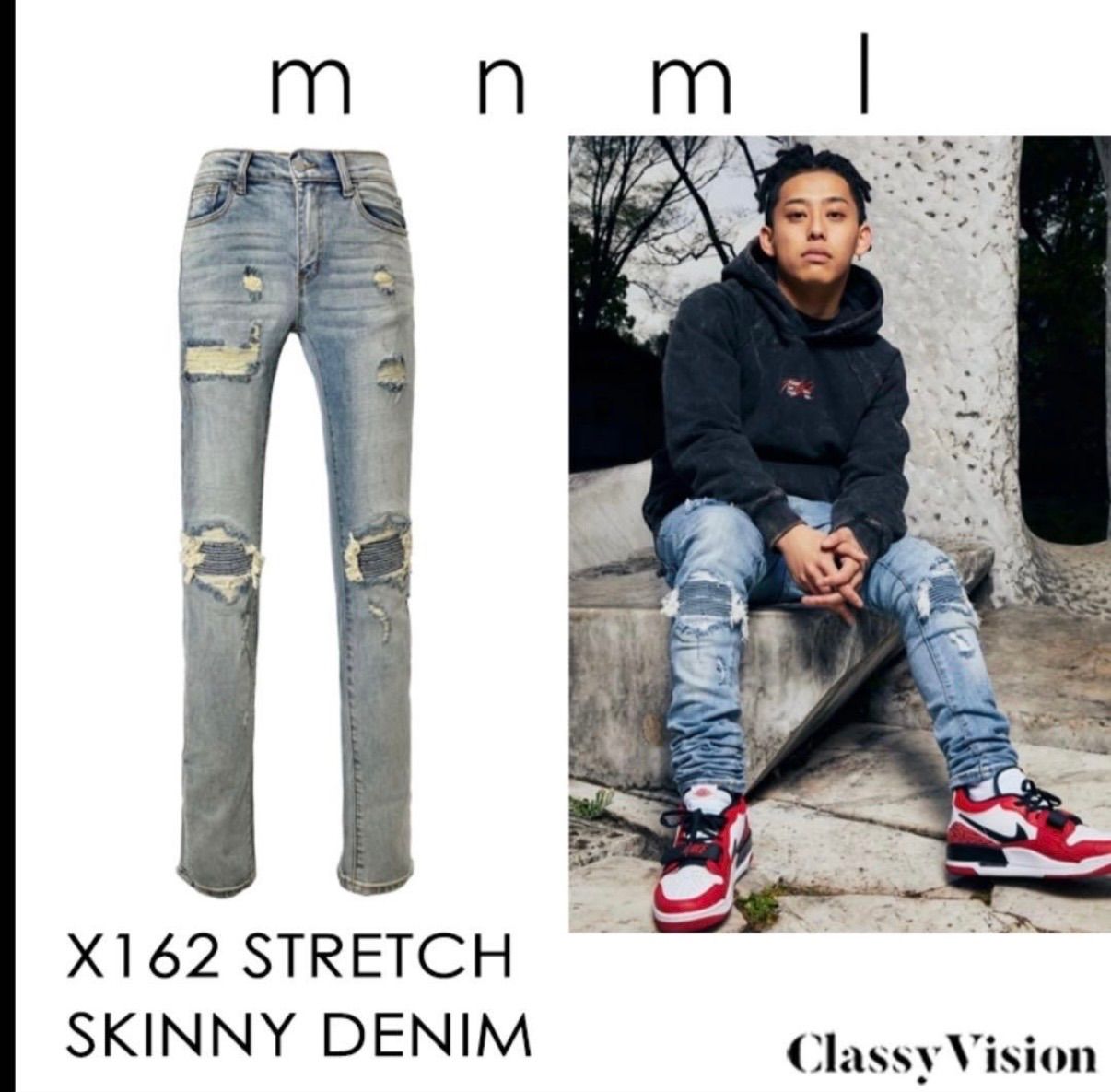 mnml ミニマル　x162 スキニーパンツ 32 eyden着用 eyden着用】【MC TYSON着用】mnml X162 ストレッチスキニーデニム