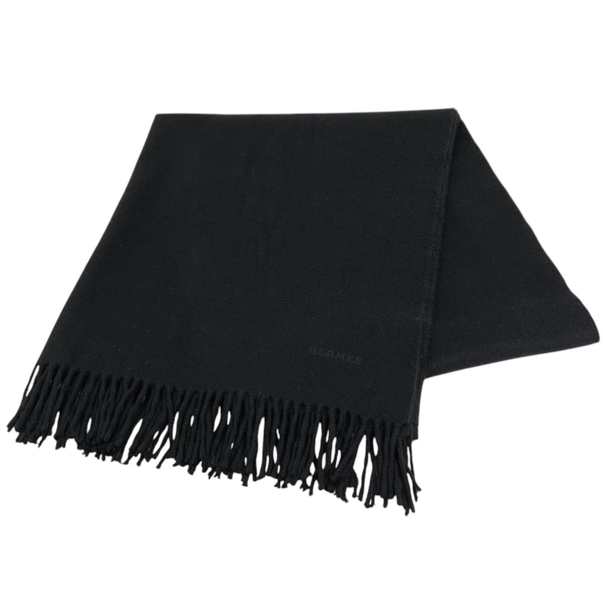 エルメス HERMES ロゴ ストール マフラー フリンジ ストール カシミヤ