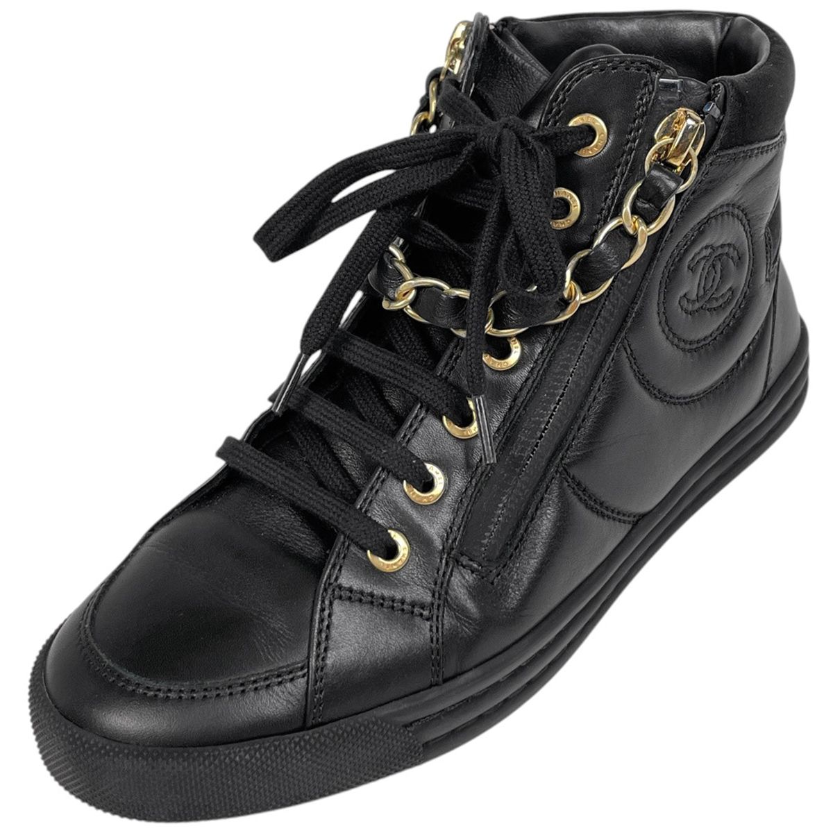 シャネル CHANEL ココマーク スニーカー ハイカット ダブルジップ