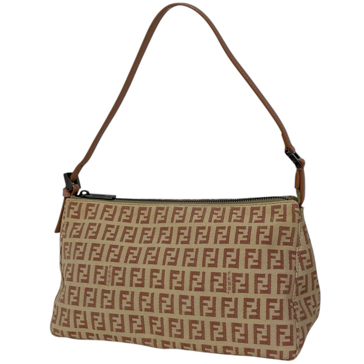 フェンディ ズッキーノ ワンショルダーバッグ ハンドバッグ 8BR282 ベージュ ピンク キャンバス レザー レディース FENDI 【中古】 フェンディ FENDI ズッキーノ柄 ショルダーバッグ ハンドバッグ ワン