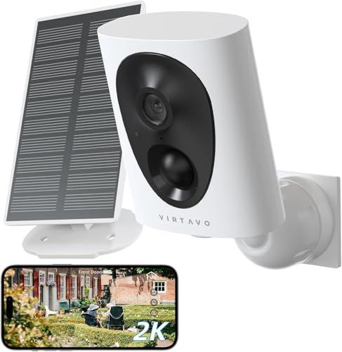 virtavo 防犯カメラ 屋外 ワイヤレス 充電式 カラフルナイトビジョン 監視カメラ 見守りカメラ ペットカメラ WiFi 動体検知 双方向音声 暗視撮影 alexa対応 Micro SD|クラウドストレージ対応 3 MP ソーラーe
