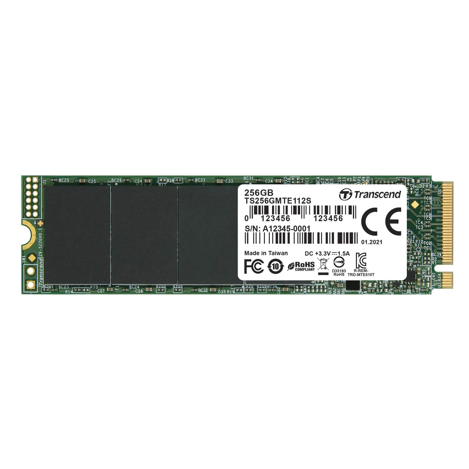 Transcend 256GB M.2 2280 SSD 最大1,600MB/秒 Ultrabook ノートパソコン PC デスクトップ PCIe NVMe Gen3x4 SSD 3D TLC NAND フラッシュ 内蔵ソリッドステートドライブ LDPC エ