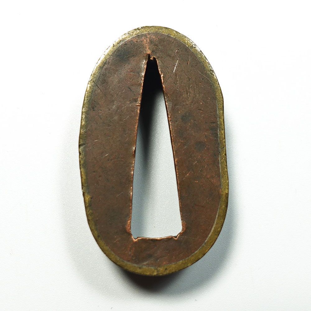 肥後 無銘 西垣 平田 真鍮地波文縁 鋤出彫 毛彫 離れ縁 刀装具 拵 外装 肥後金工 肥後拵 平田彦三 西垣勘四郎 SDA