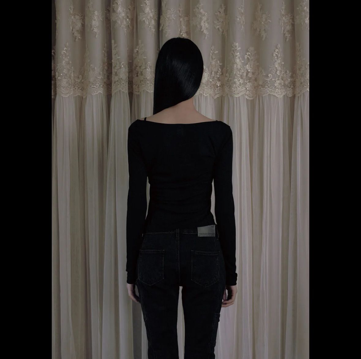 BOHEMIAN SEOUL】BOHEMSEO NOISE PRINTED LINE LONG SLEEVE ブラック