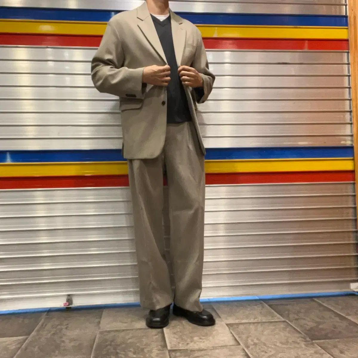 トップス105 ボトムス32 ハウエル オーバーサイズ ウール スーツ ベージュ