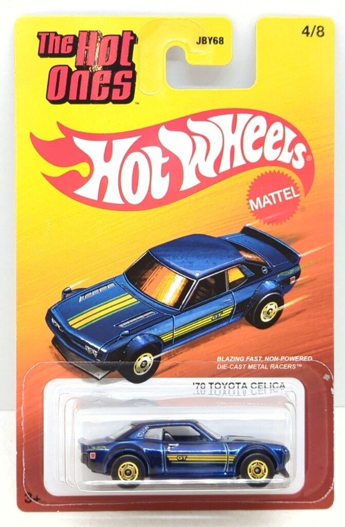 トミカホットウィール 希少70種 MATTEL HOTWHEELS The Hot Ones JBY72 '70 TOYOTA CELICA ブルー 4/8