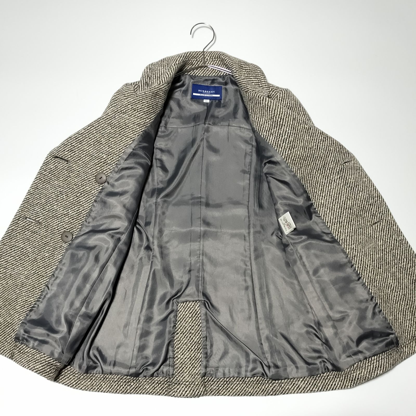 極美品】BURBERRY BLUE LABEL ツイード ウール アンゴラ Pコート 36