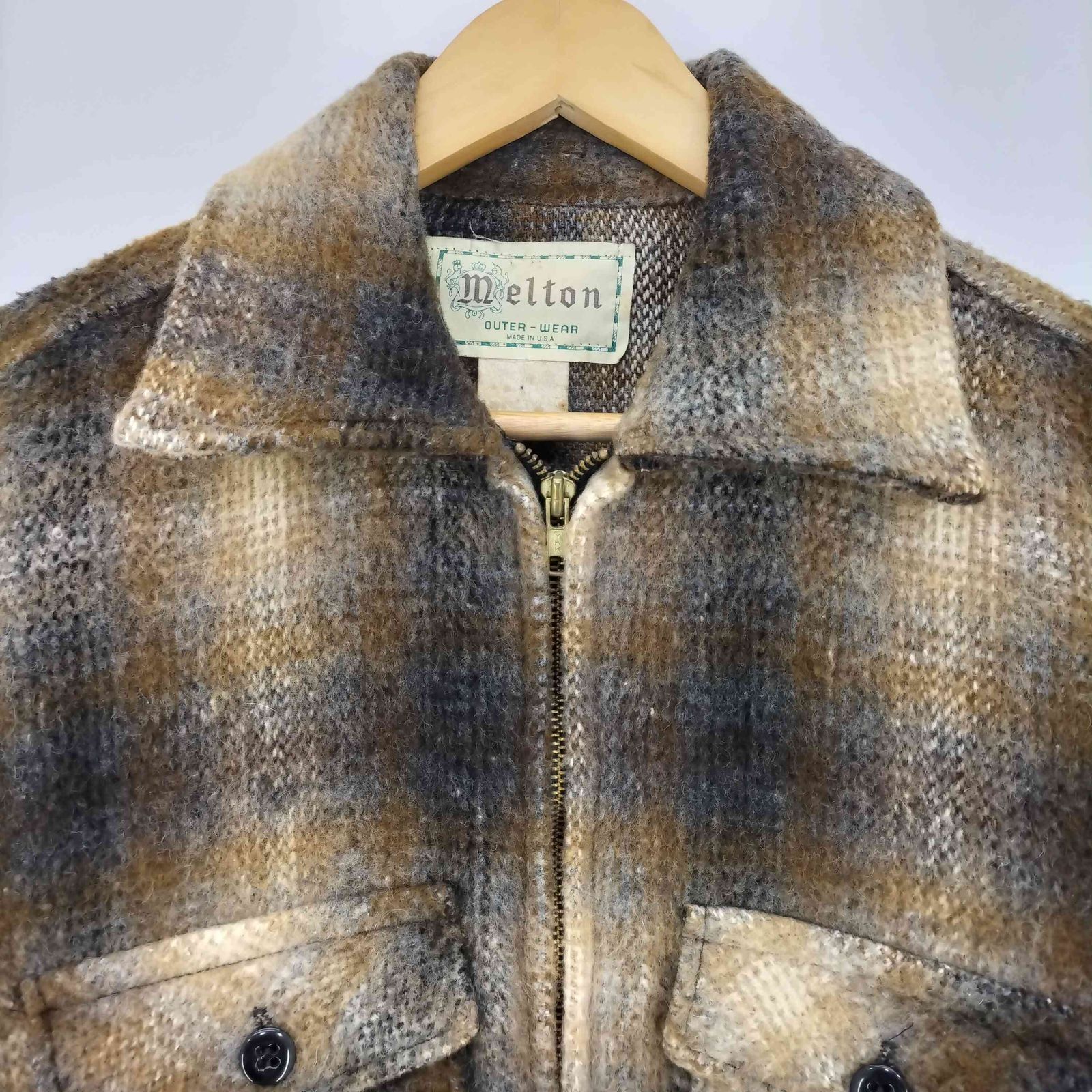 メルトン melton 70s USA製 オンブレチェック CPOジャケット メンズ