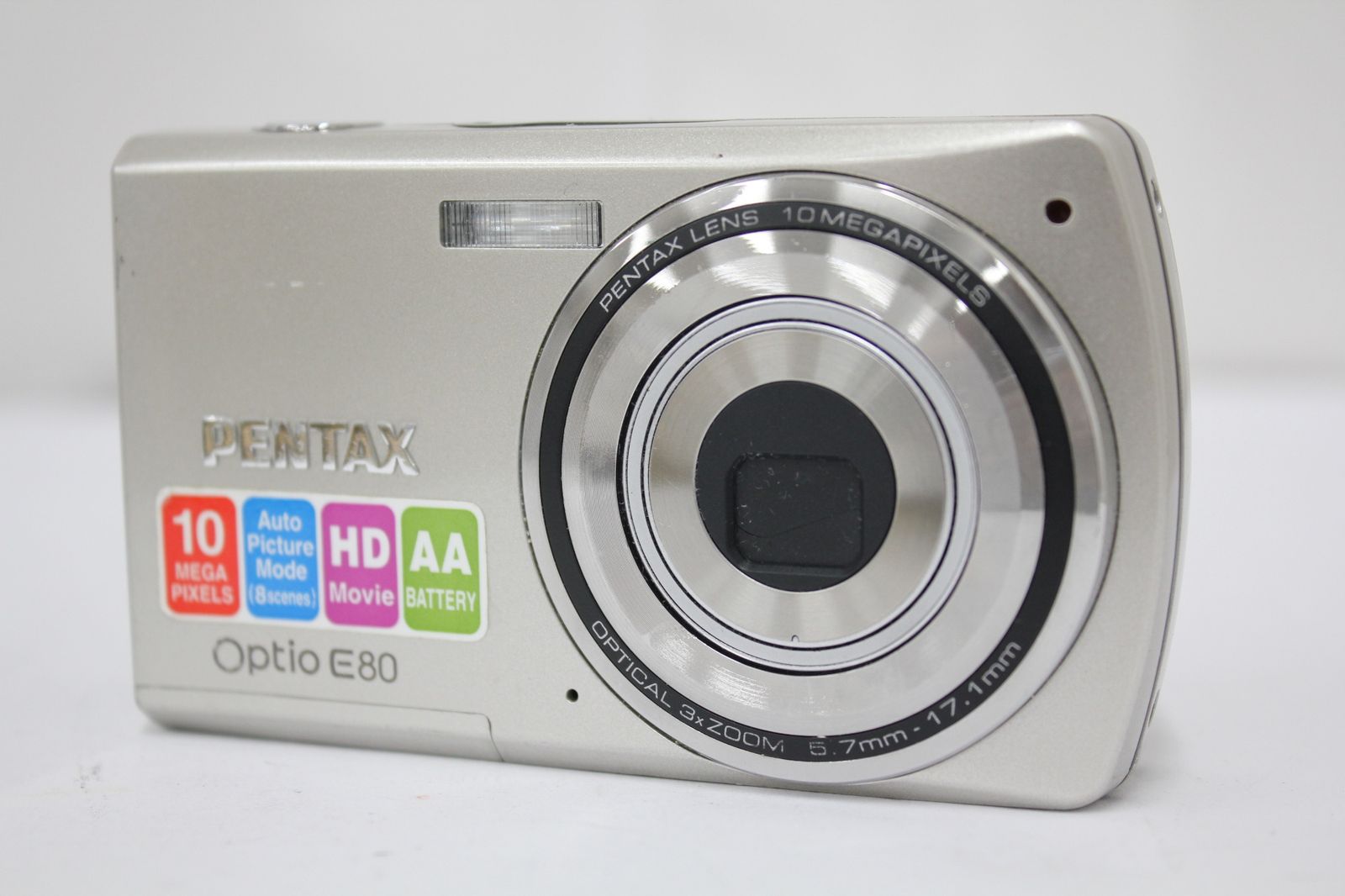 【中古品】PENTAX デジタルカメラ Optio E80 1000万画素 光学3倍ズーム 単三電池仕様 (中古品) 返品保証】 【便利な単三電池で使用可】ペンタックス Pentax Optio E80