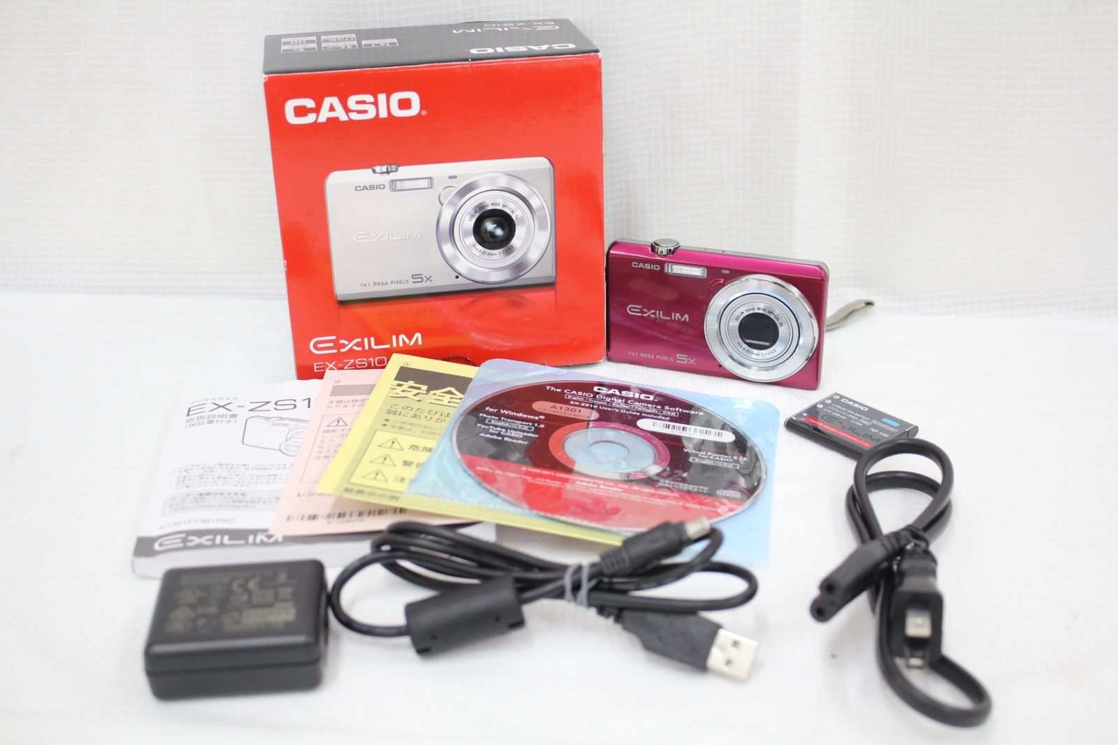 元 き カシオ Casio EXILIM EX -ZS 10 5 x レッド バッテリー チャージャー付き コンパクトデジタルカメラ e 5424