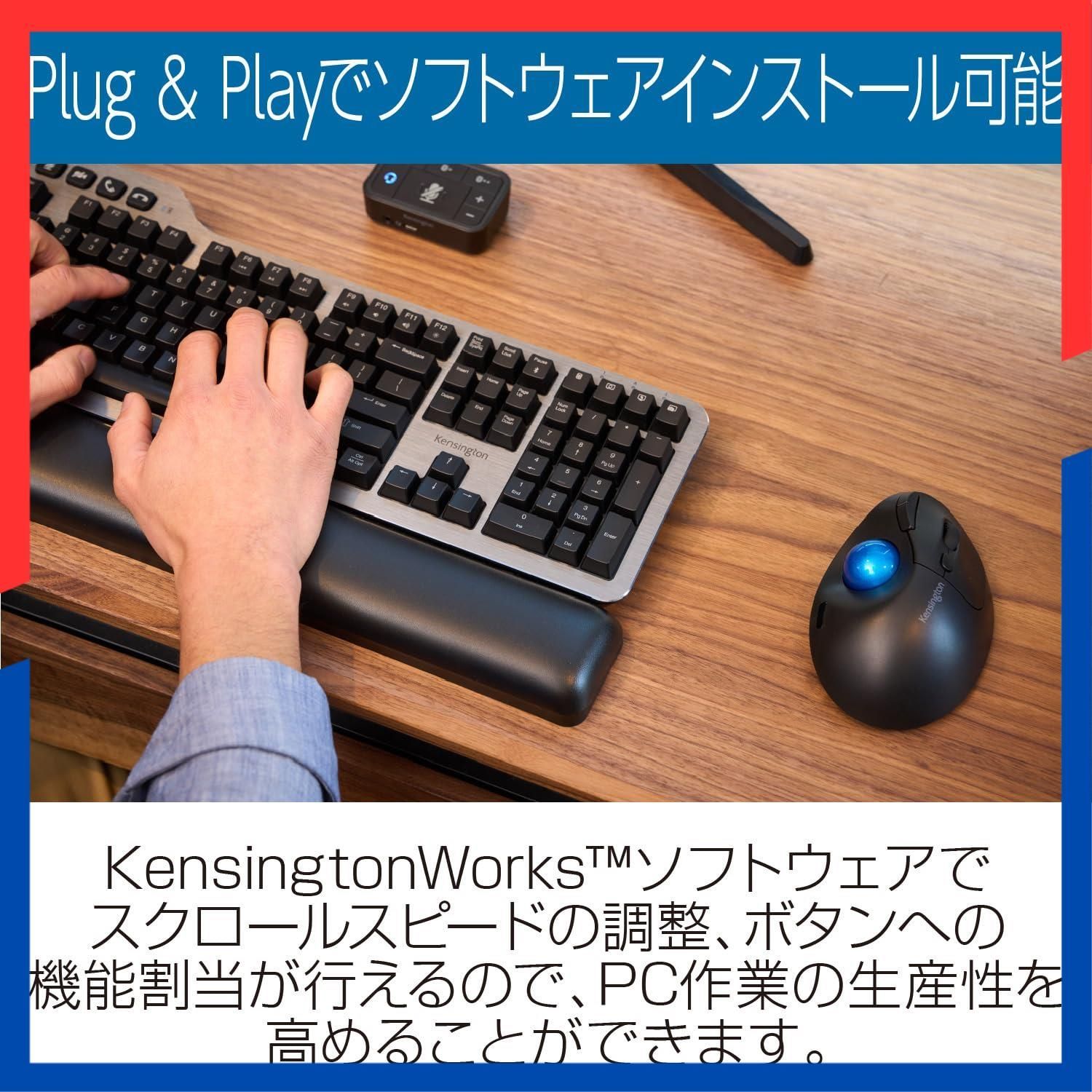 在庫処分 電池寿命最大24ケ月 機能ボタン Energy Bluetooth Low 特許取得ボール取り出しボタン 無線 ワイヤレストラックボール TB 450 ブルー Ergo Fit Pro ケンジントン Kensington