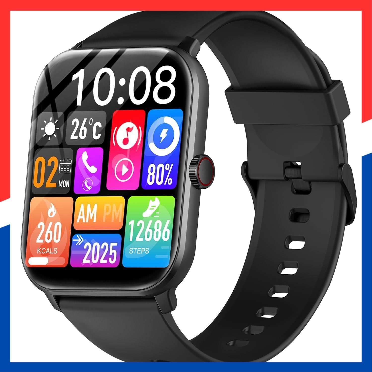 IP68 防水スマートウォッチ 通話可能 数量限定】SMS/Twitter/Line通知 IP68防水 スポーツウォッチ SOS機能