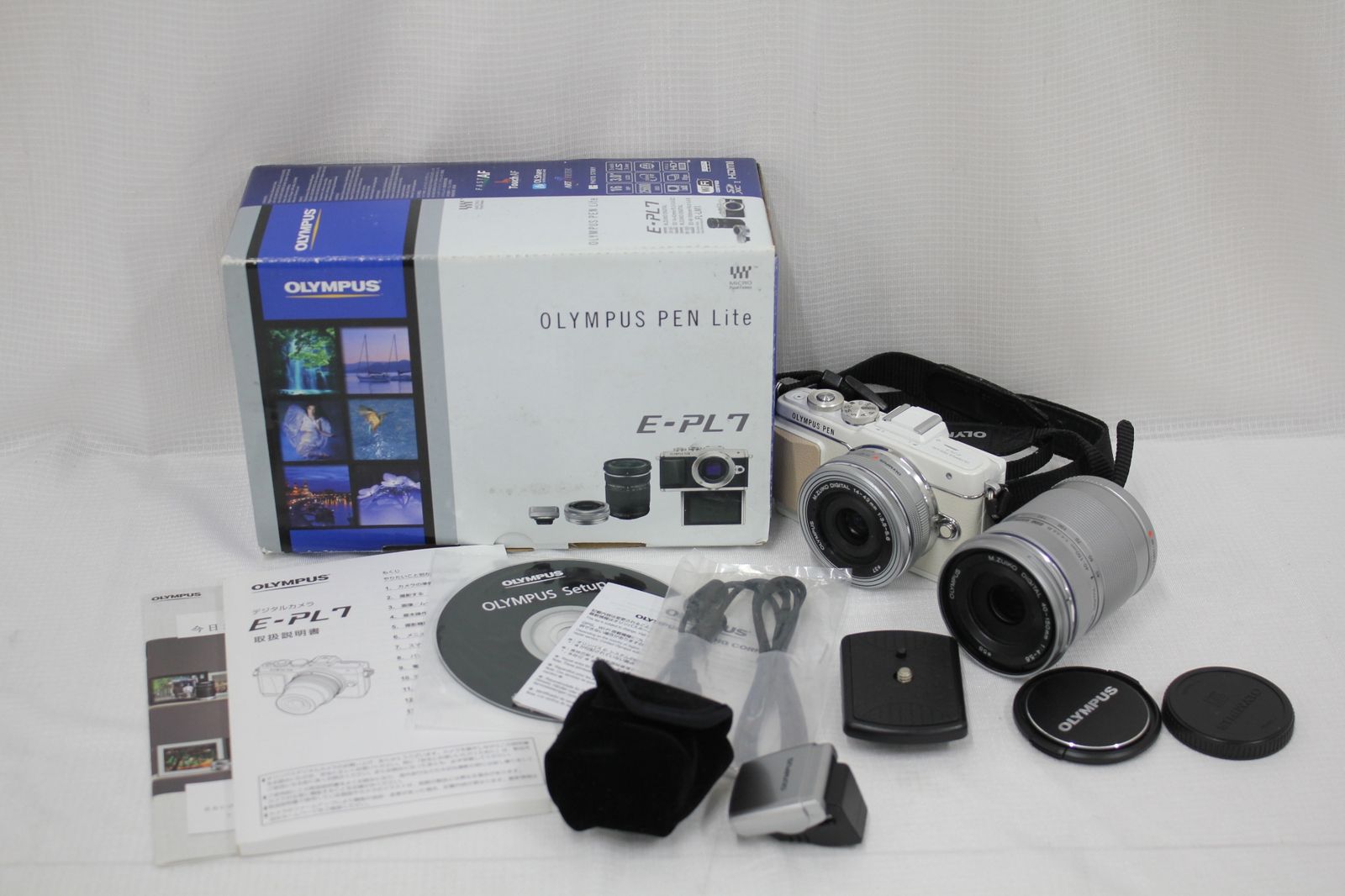 シャッター回数3164回 オリンパス Olympus PEN E-PL 7 ホワイトM.ZUIKO DIGITAL 14-42 mm F 3.5-5.6 40-150 4-5.6 ミラーレス一眼 e 5436