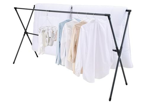 迅速に発送 天馬 洗濯物干し 屋外 布団干し 伸縮式布団 干しX型 簡単組立 サビにくい 物干しスタンド ベランダ 室内物干し 折りたたみ ブラック サイズ 幅137-238×奥行62×高さ115 cm PSBK-12 52 f 7 b 0 eb
