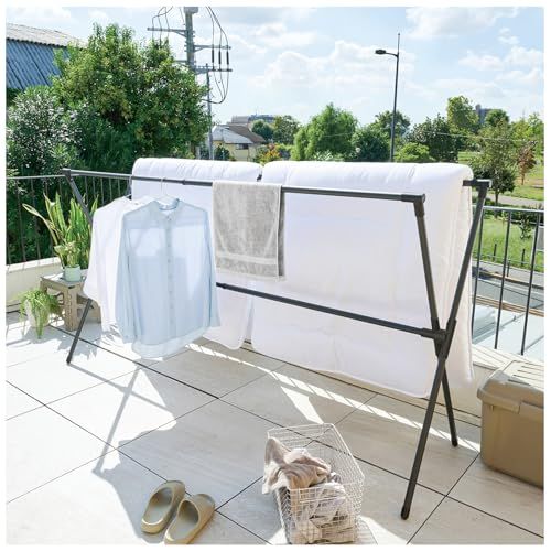 迅速に発送 天馬 洗濯物干し 屋外 布団干し 伸縮式布団 干しX型 簡単組立 サビにくい 物干しスタンド ベランダ 室内物干し 折りたたみ ブラック サイズ 幅137 238 奥行62 高さ115 cm PSBK 12 52 f 7 b 0 eb