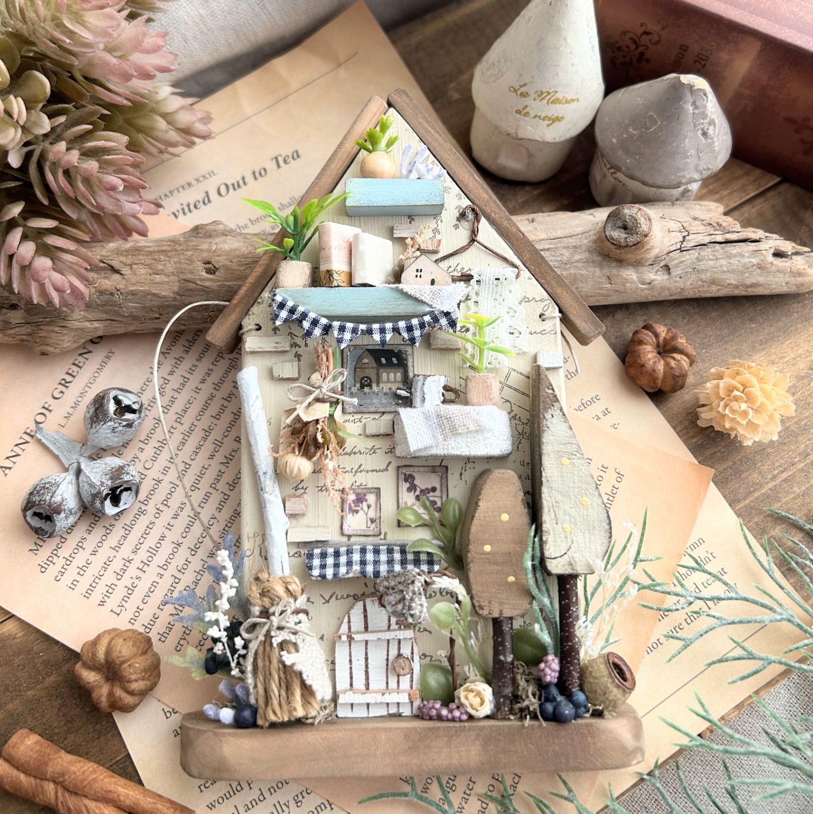 No.220 ミニチュア木のおうち ナチュラル インテリア雑貨 ハンドメイド