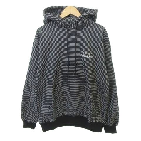 ザエンノイプロフェッショナル The ennoy Professional 25 AW BORDER HOODIE SWEAT ボーダー フーディー スウェット パーカー Mサイズ グレー