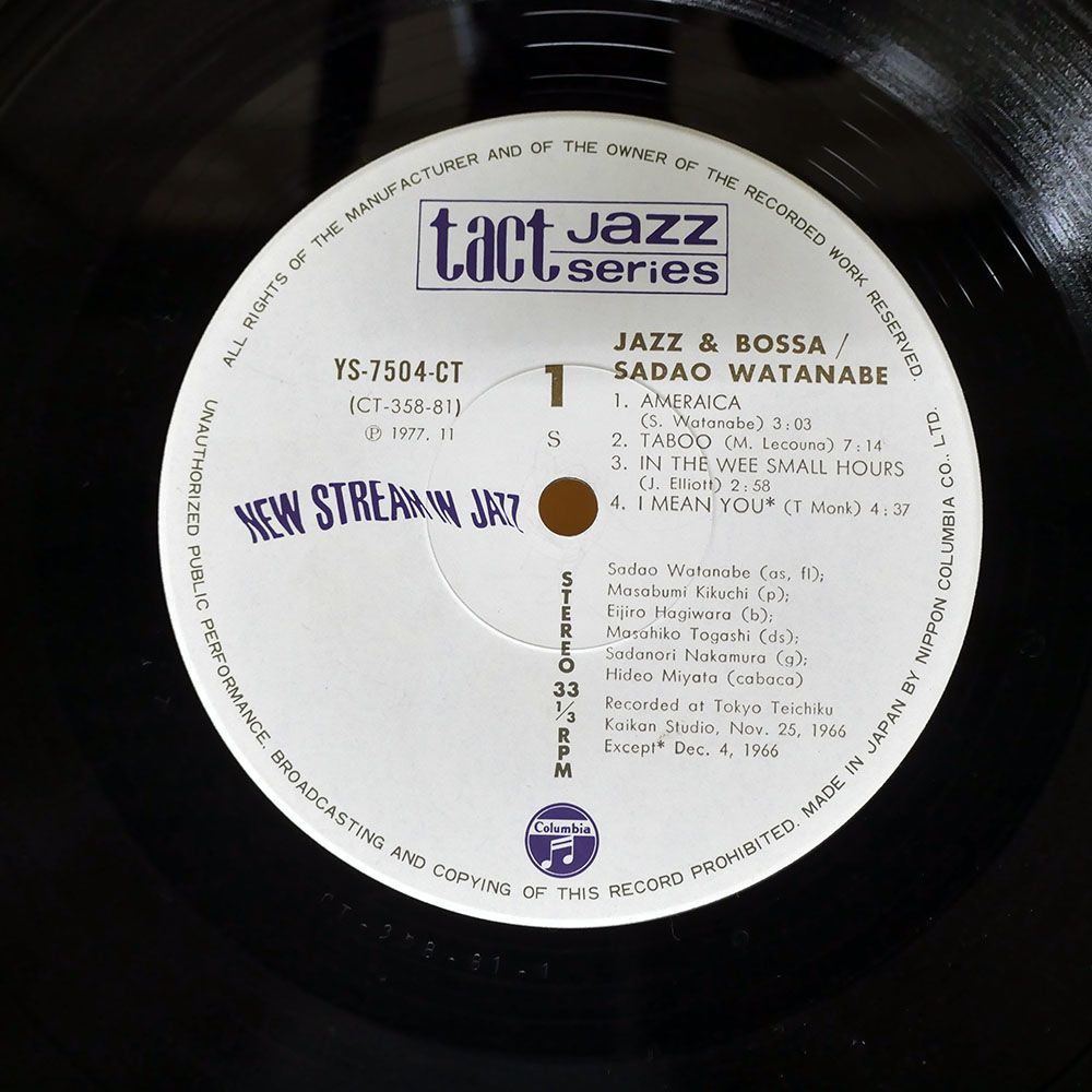 国内盤 渡辺貞夫/ジャズボッサ/TAKT JAZZ SERIES YS7504CT LP - メルカリ