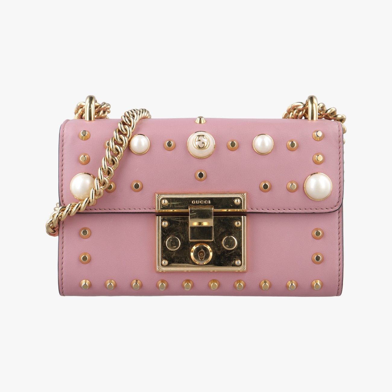 グッチGucciパドロック ピンク レザー 432182