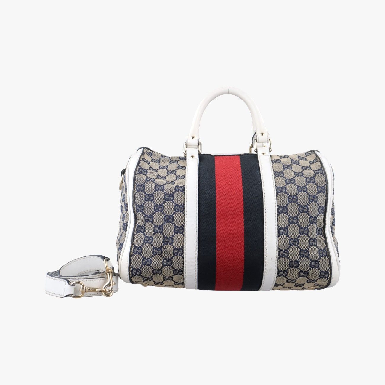 グッチGucciシェリーライン ホワイト×ベージュ×マルチカラー キャンバス×レザー 247205