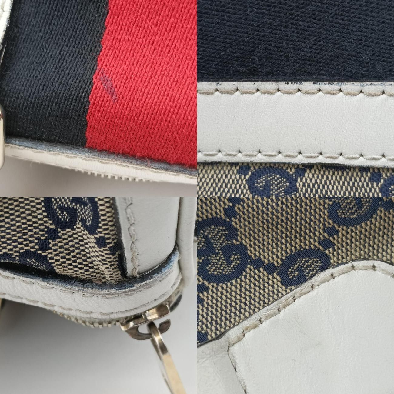 ホワイト×ベージュ×マルチカラー キャンバス×レザー