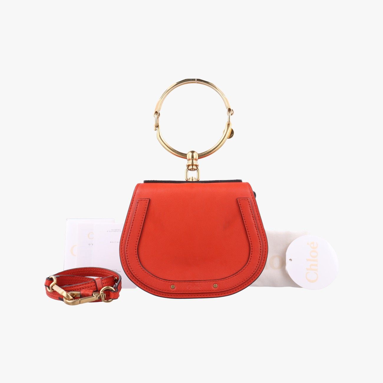 クロエChloeナイル ブレスレット オレンジ レザー 01-18-63-65