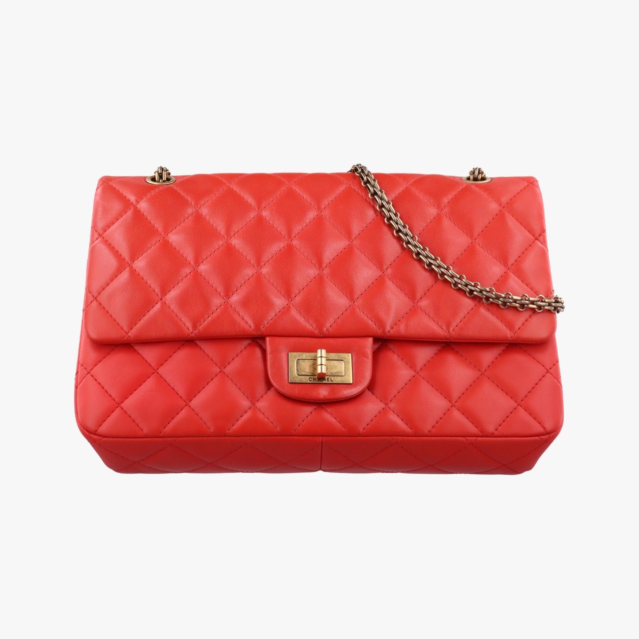 シャネルChanel 2.55 ダブルフラップマトラッセ レッド ラムスキン A 37590
