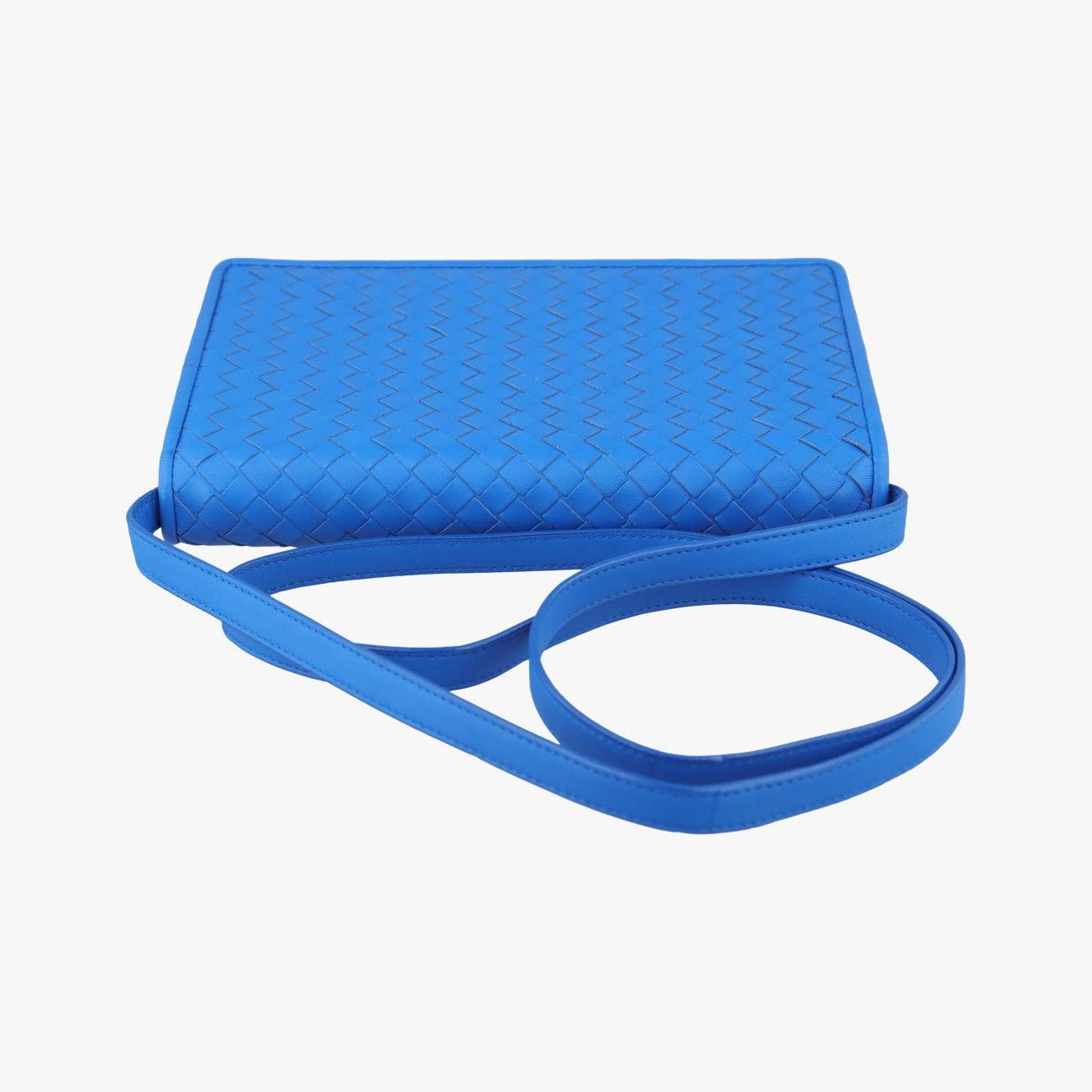 ボッテガヴェネタBottega Venetaイントレチャート ブルー ラムスキン