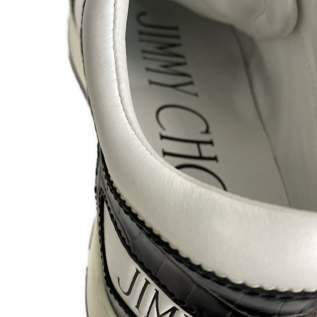 JIMMY CHOO(ジミーチュウ) スニーカー 42 メンズ美品 - 白×黒 型押し