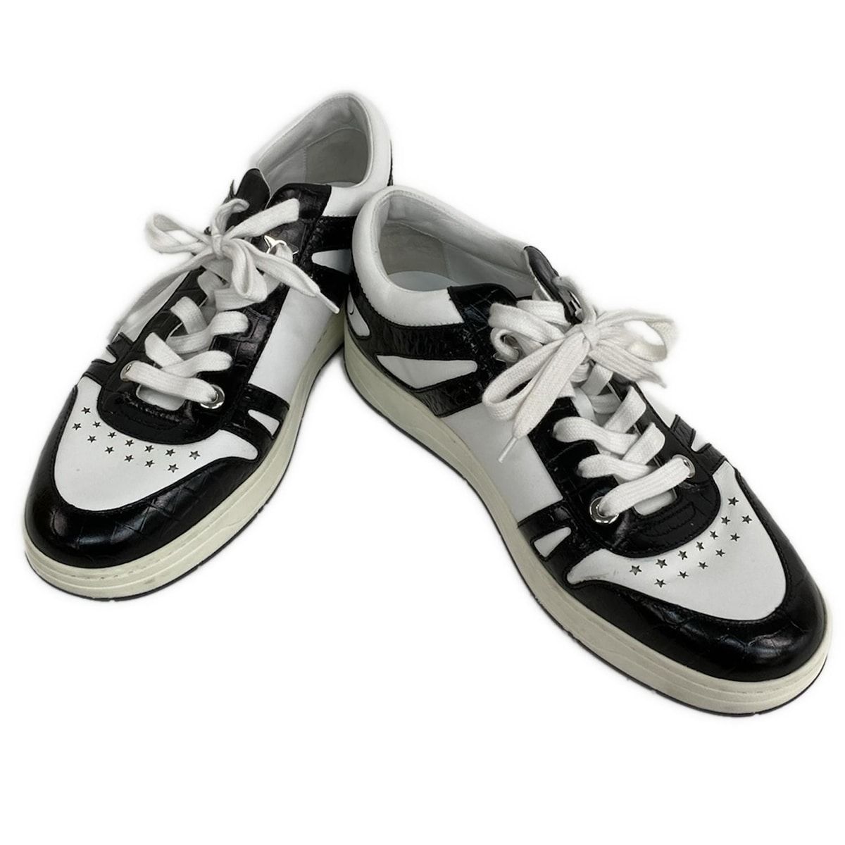 けいさん専用ジミーチュウスニーカー42 JIMMY CHOO(ジミーチュウ) スニーカー 42 メンズ美品 - 白×黒 型押し