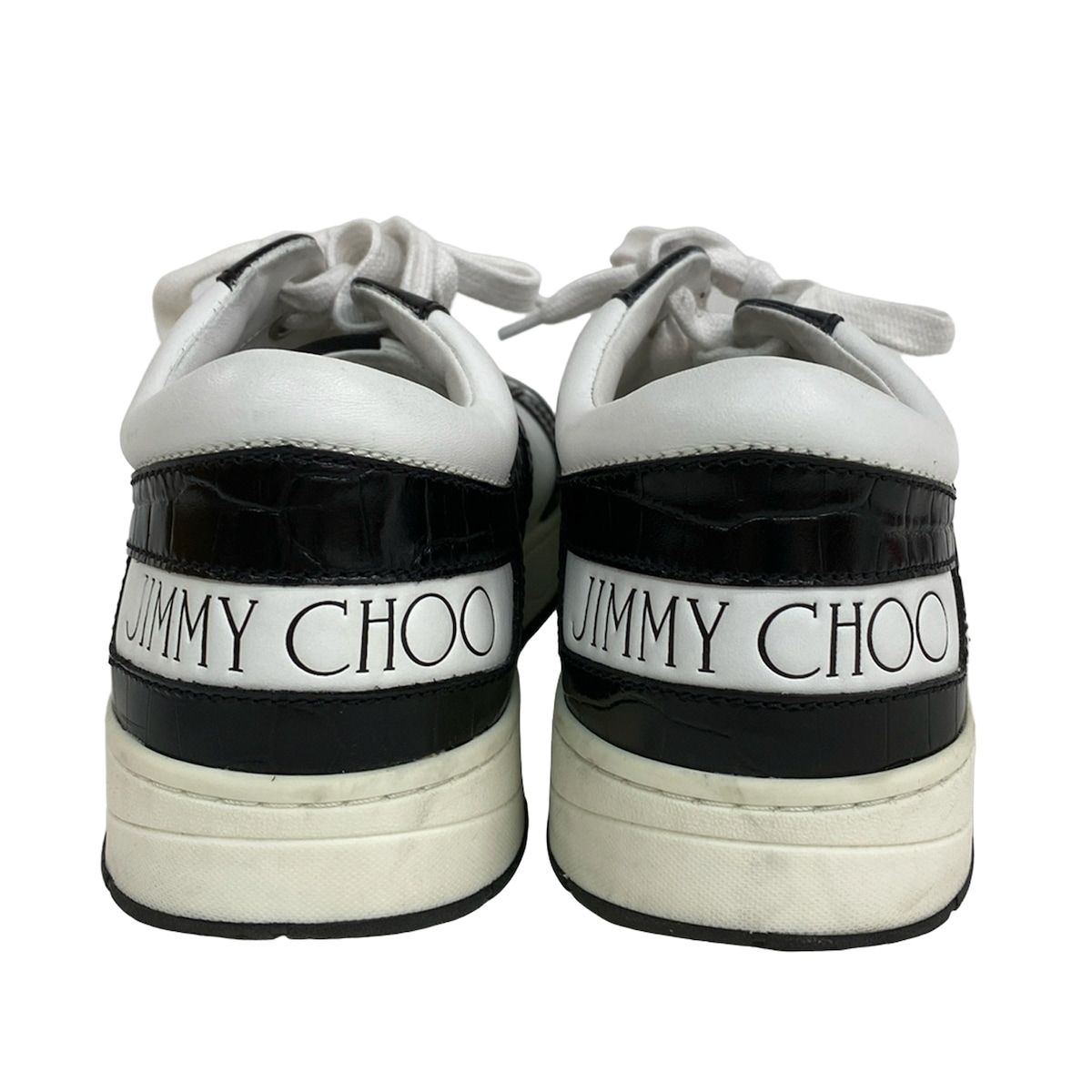 JIMMY CHOO(ジミーチュウ) スニーカー 42 メンズ美品 - 白×黒 型押し